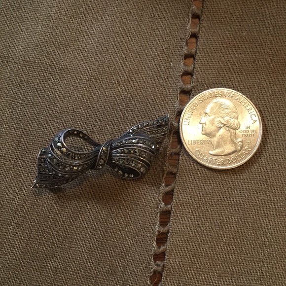 Antique Silver Marquisette Bow Pin - Picture 5 of 7
